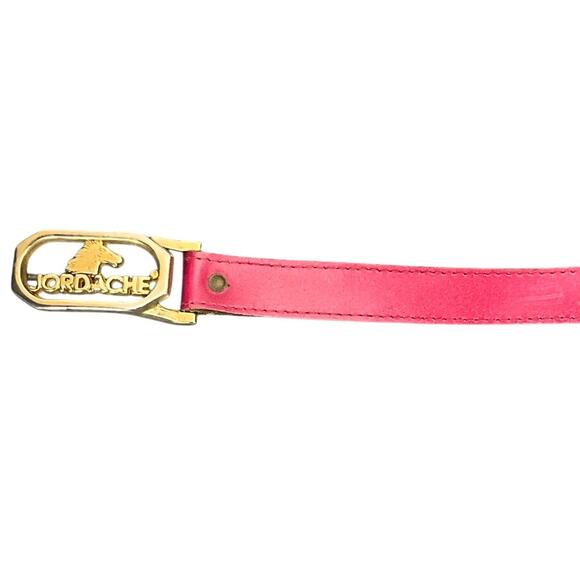 Jordache Vintage 80s Pink Full Grain Leather Preppy Belt Women Medium 31”-35” - Picture 4 of 8